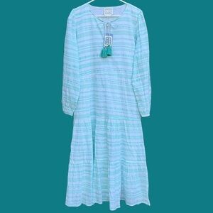 Sail to Sable Mint Green & White Long Sleeve Maxi Dress
